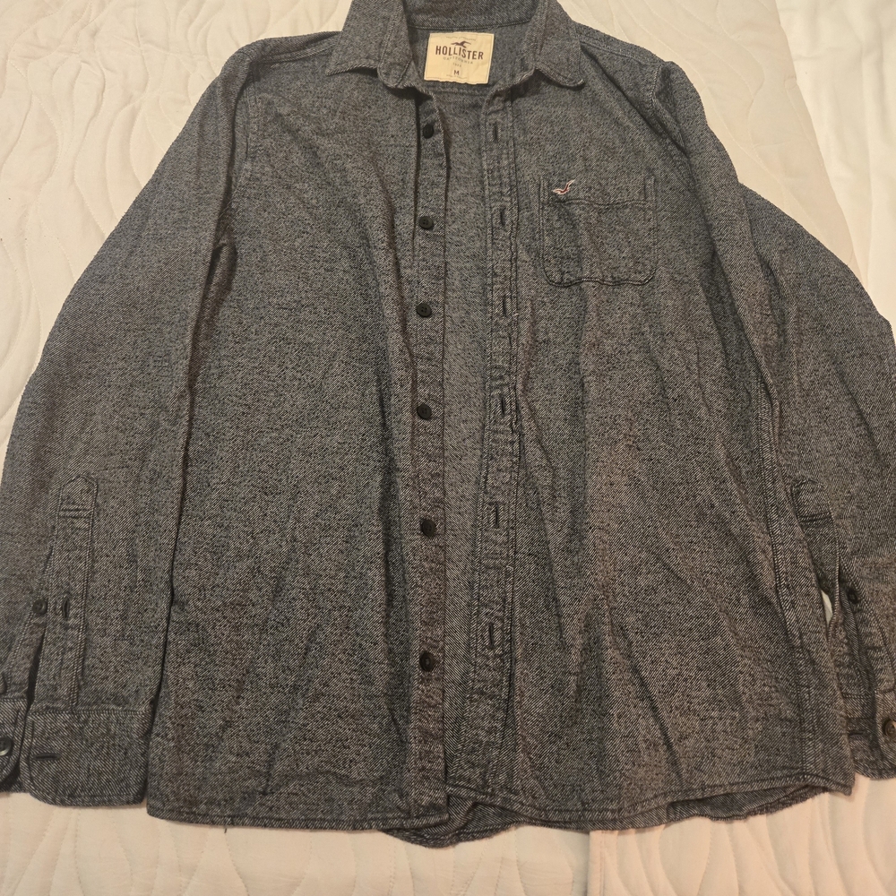 Hollister Charcoal Button-Up Shirt